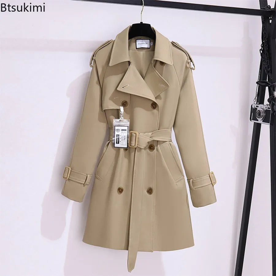 Women's Belted Double-Breasted Trench Coat