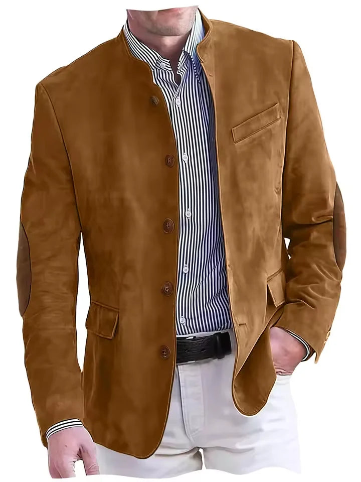 Men's Vintage Suede Blazer with Elbow Patches