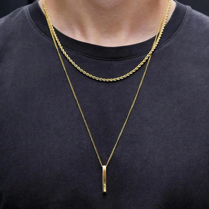 Men's 3D Vertical Bar Pendant Necklace