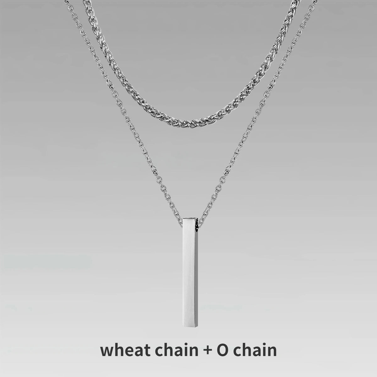 Men's 3D Vertical Bar Pendant Necklace