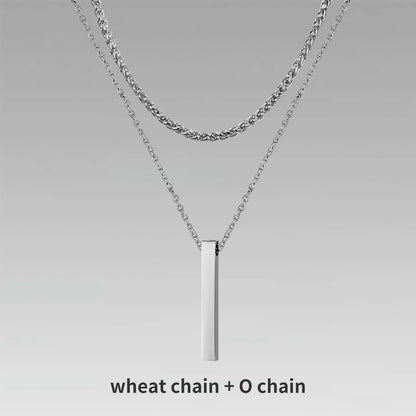 Men's 3D Vertical Bar Pendant Necklace