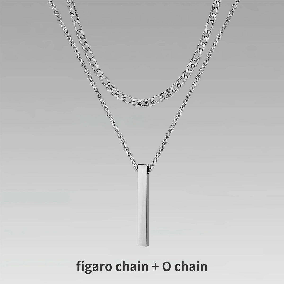 Men's 3D Vertical Bar Pendant Necklace