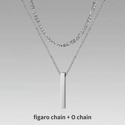 Men's 3D Vertical Bar Pendant Necklace