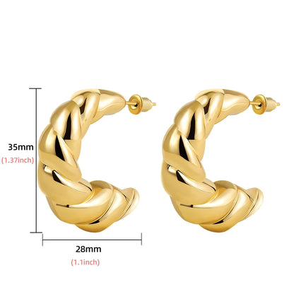 Women's Gold Croissant Chunky Hoop Earrings
