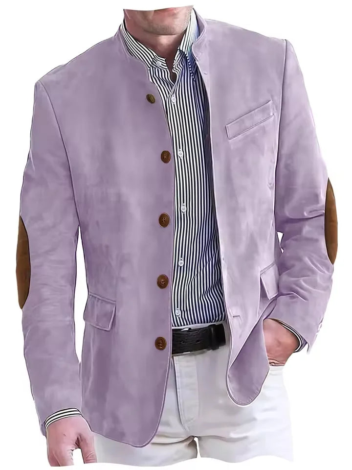 Men's Vintage Suede Blazer with Elbow Patches