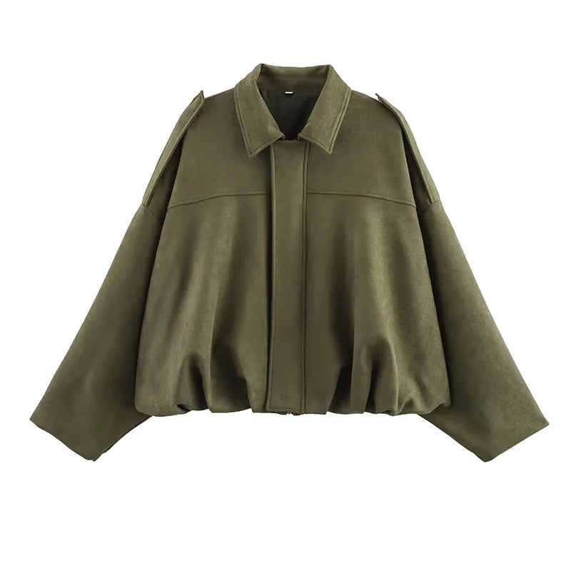 Women's Vintage Loose Bomber Jacket