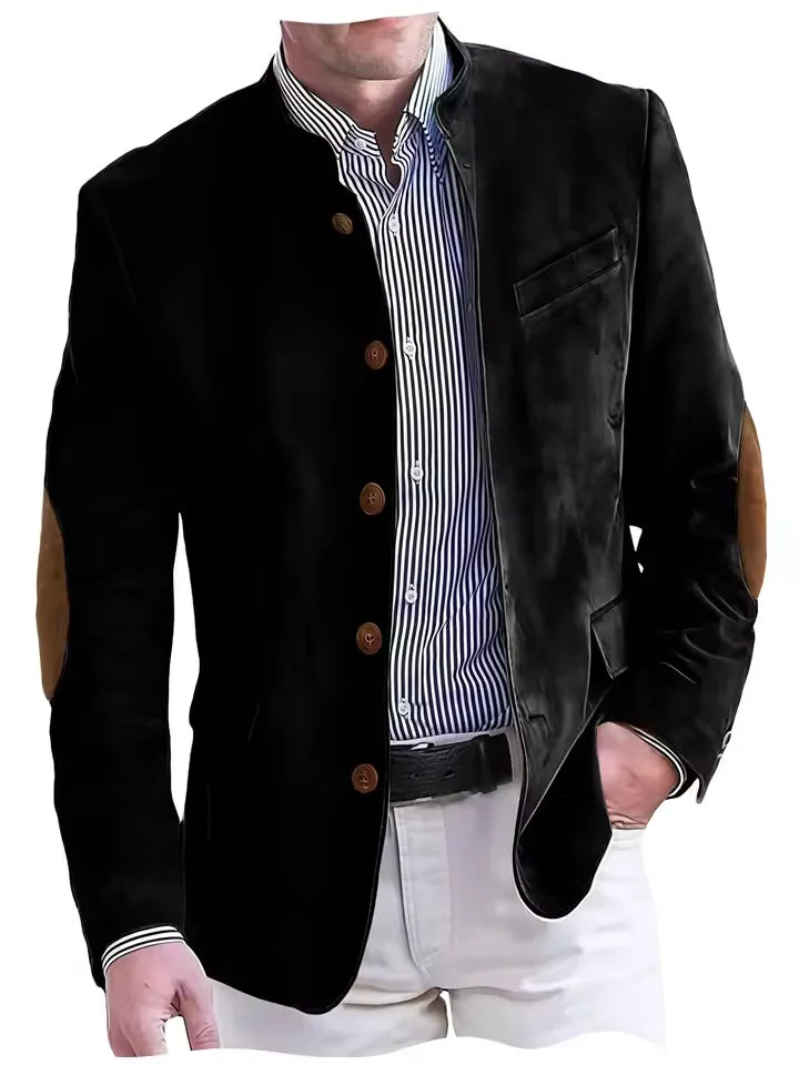 Men's Vintage Suede Blazer with Elbow Patches
