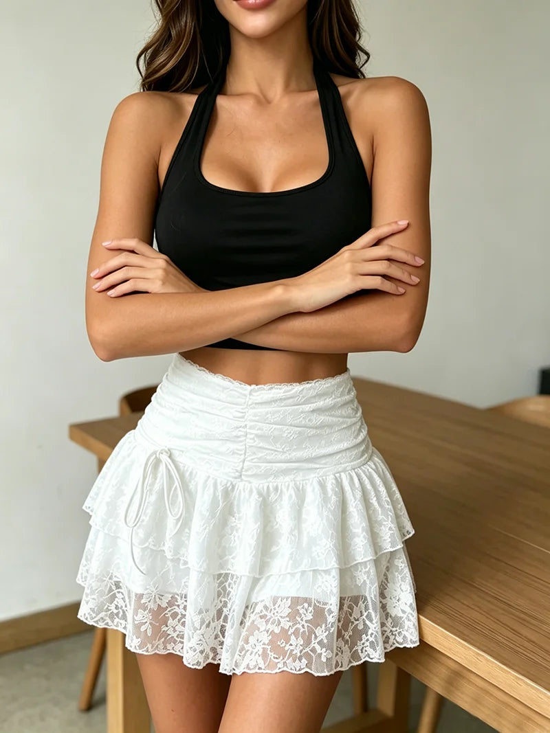 Women's Lace Halter Vest & Skirt Set