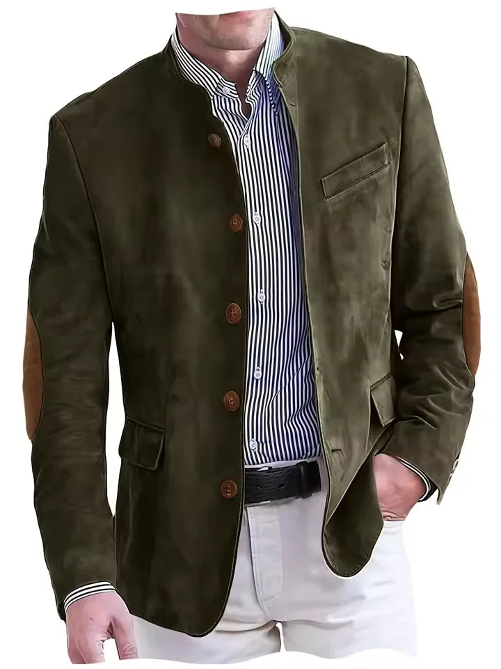 Men's Vintage Suede Blazer with Elbow Patches