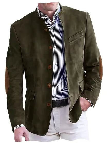 Men's Vintage Suede Blazer with Elbow Patches