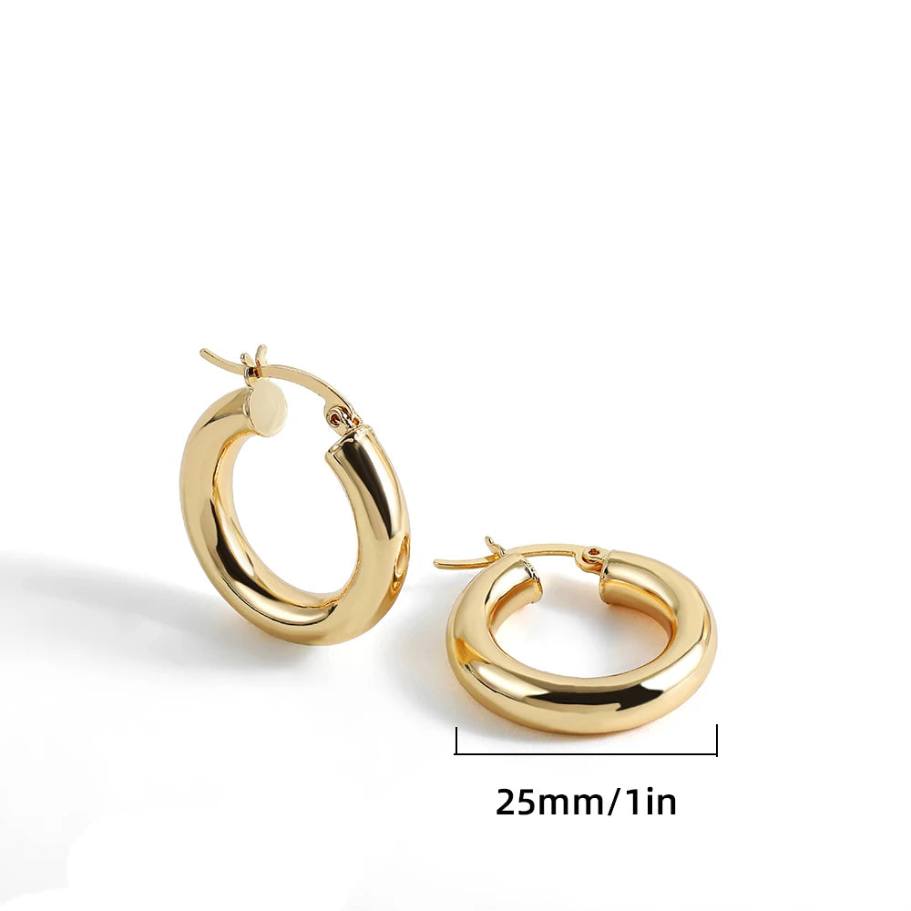 Women's Gold Croissant Chunky Hoop Earrings