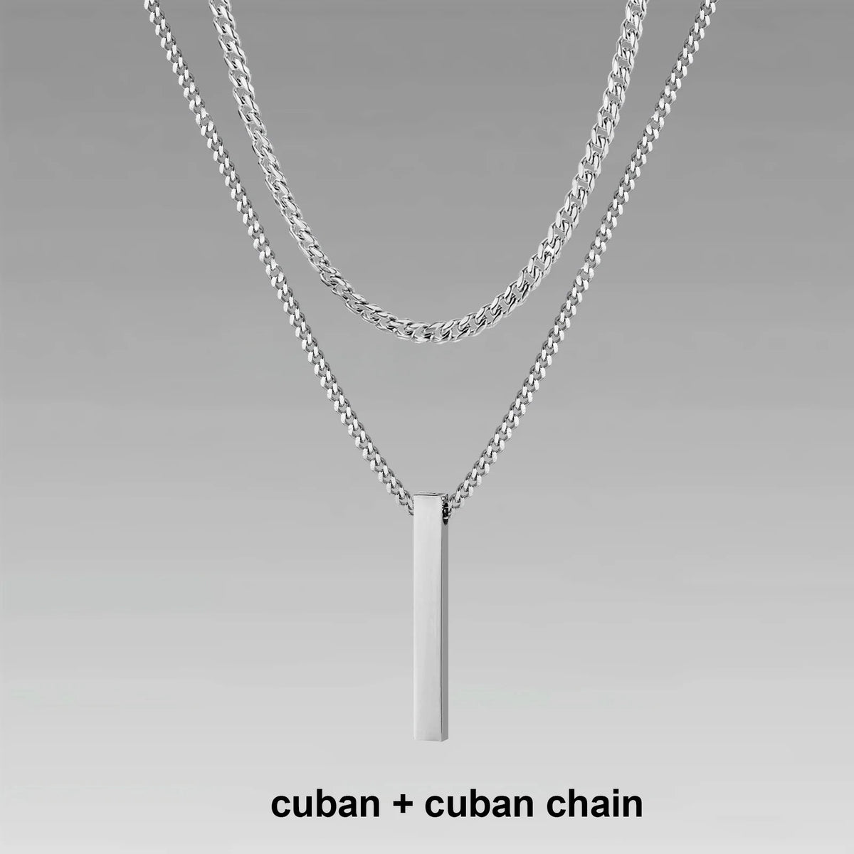Men's 3D Vertical Bar Pendant Necklace