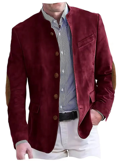 Men's Vintage Suede Blazer with Elbow Patches