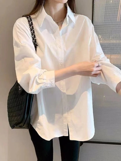 Women's White Long Sleeve Classic Blouse
