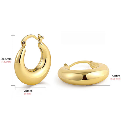 Women's Gold Croissant Chunky Hoop Earrings