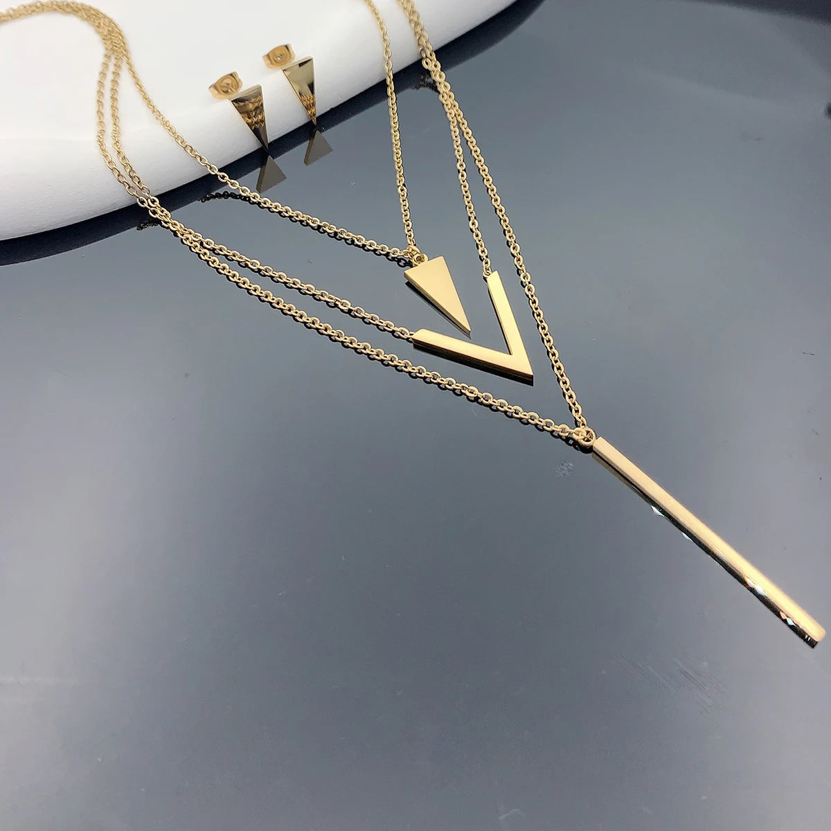 Women's V-Shaped Geometric Jewelry Set