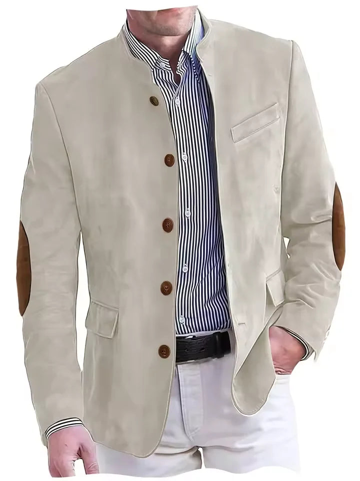 Men's Vintage Suede Blazer with Elbow Patches