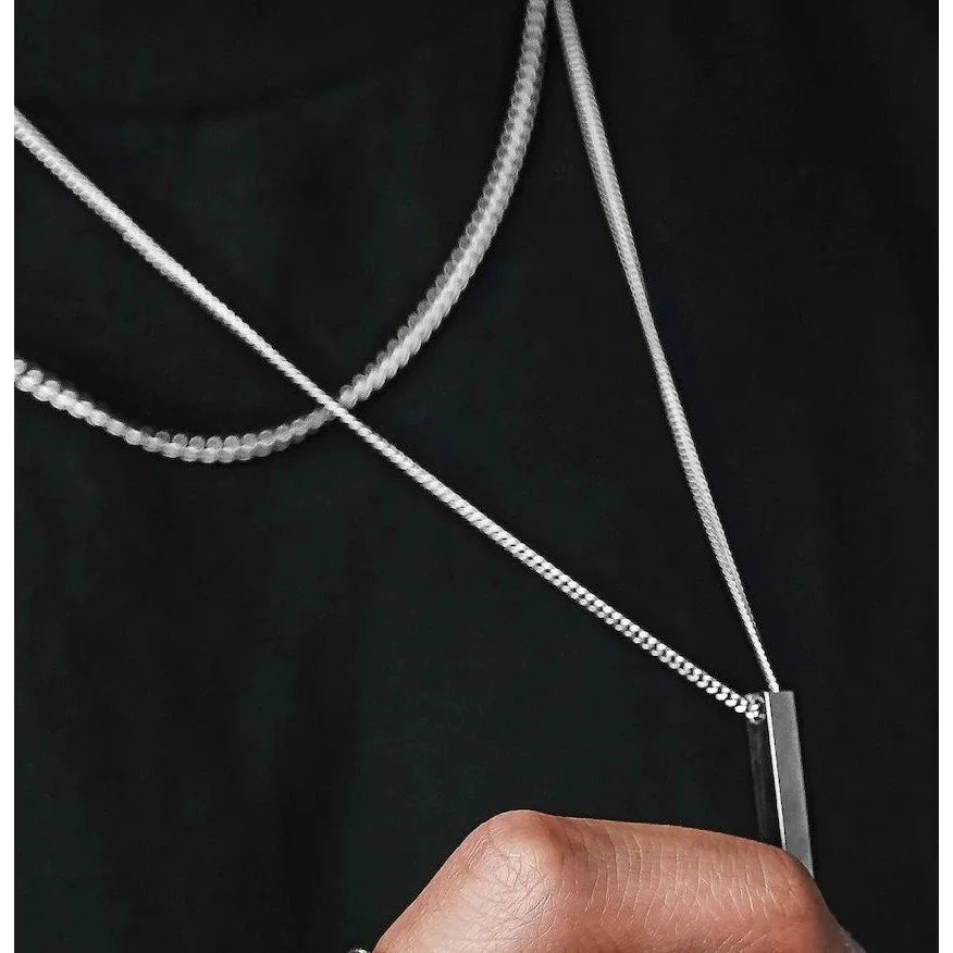 Men's 3D Vertical Bar Pendant Necklace