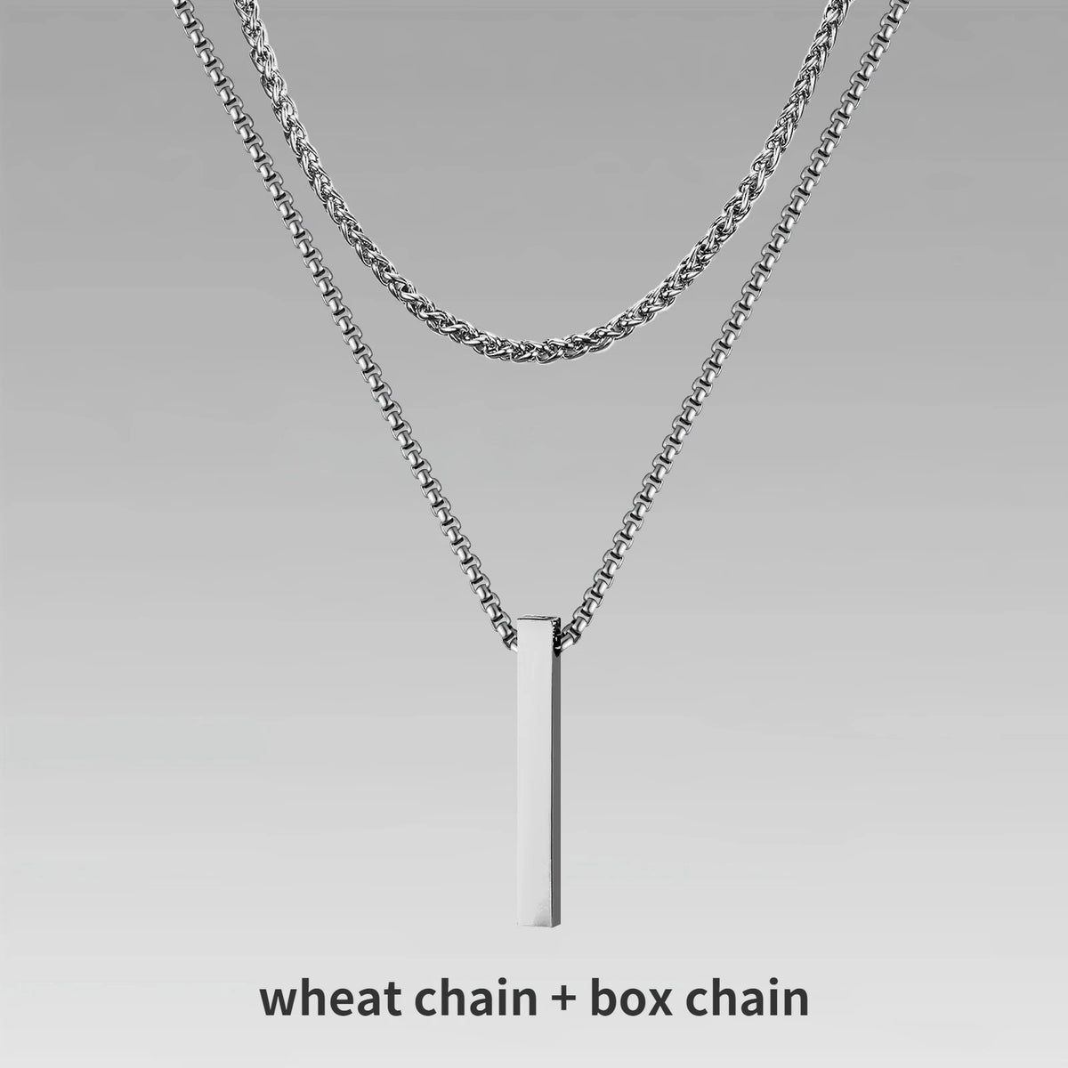 Men's 3D Vertical Bar Pendant Necklace