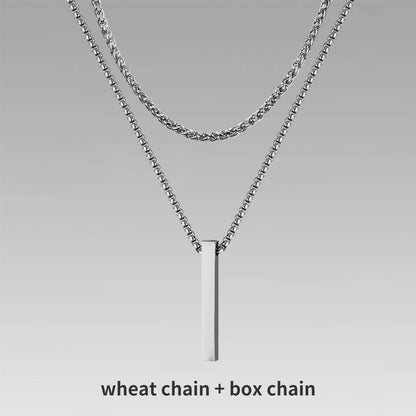 Men's 3D Vertical Bar Pendant Necklace