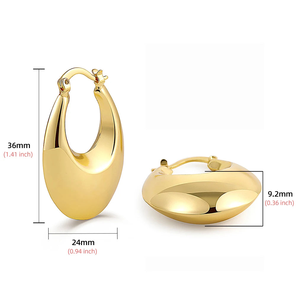 Women's Gold Croissant Chunky Hoop Earrings