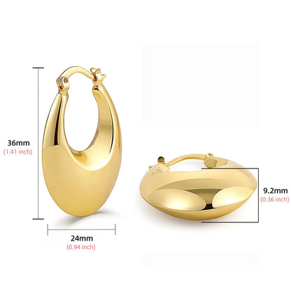 Women's Gold Croissant Chunky Hoop Earrings