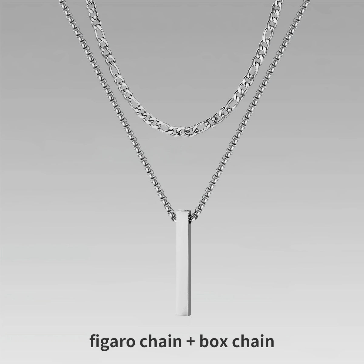 Men's 3D Vertical Bar Pendant Necklace