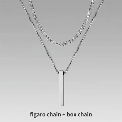 Men's 3D Vertical Bar Pendant Necklace