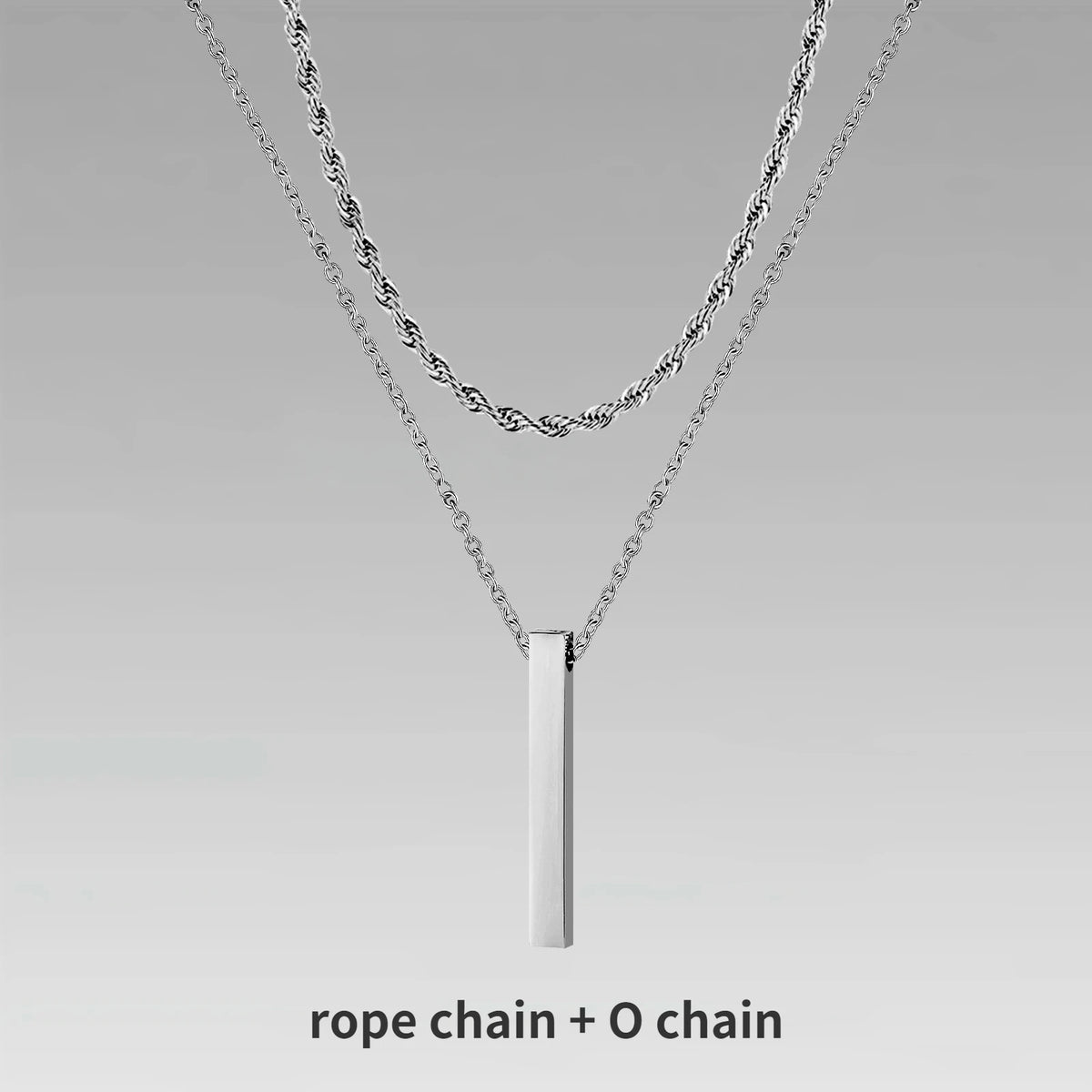 Men's 3D Vertical Bar Pendant Necklace