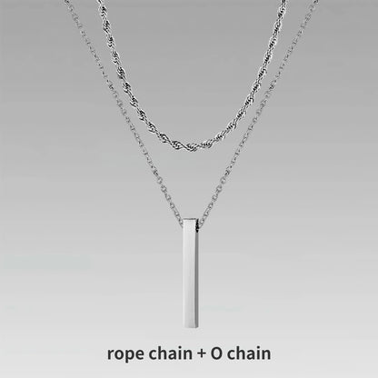 Men's 3D Vertical Bar Pendant Necklace