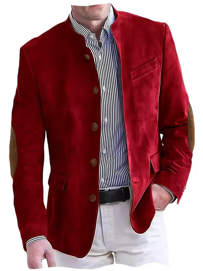 Men's Vintage Suede Blazer with Elbow Patches