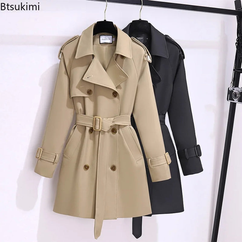 Women's Belted Double-Breasted Trench Coat