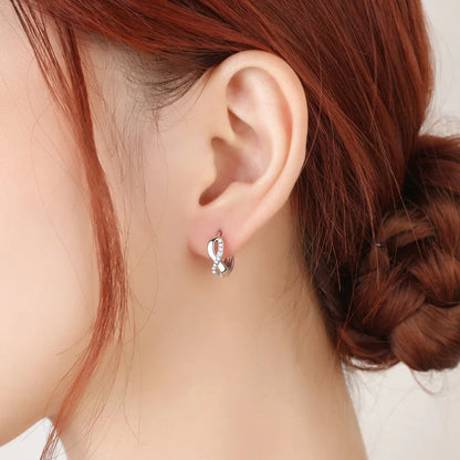 Women's Sterling Silver Zircon Hoop Earrings