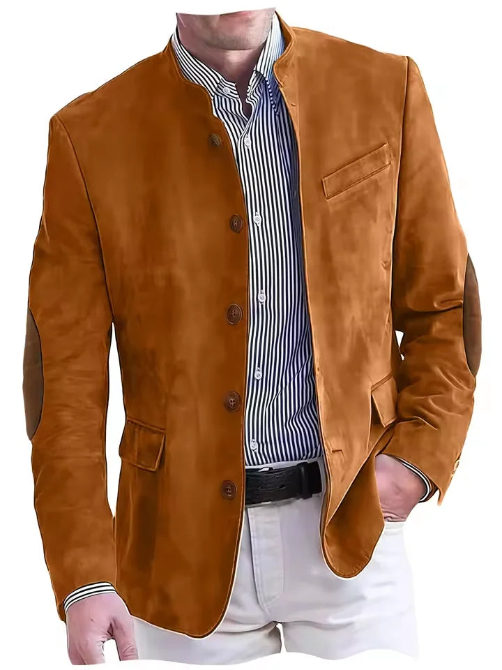 Men's Vintage Suede Blazer with Elbow Patches