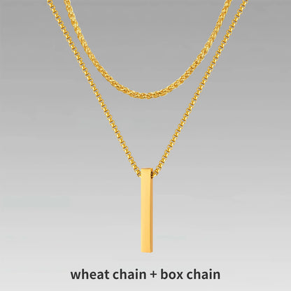 Men's 3D Vertical Bar Pendant Necklace
