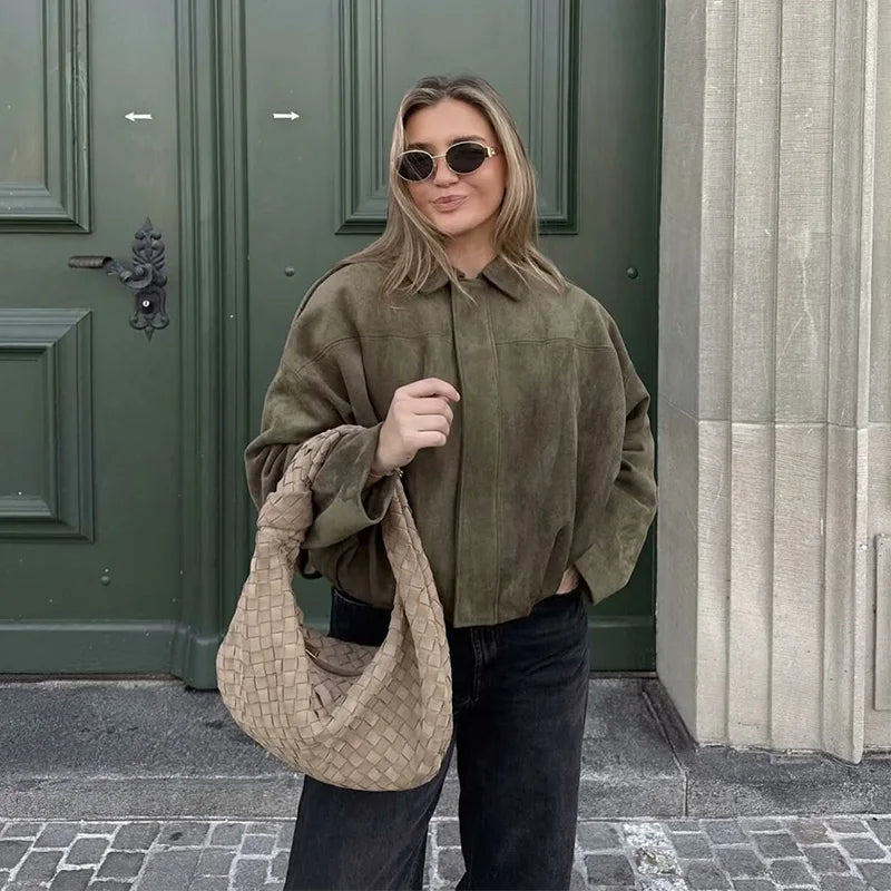 Women's Vintage Loose Bomber Jacket