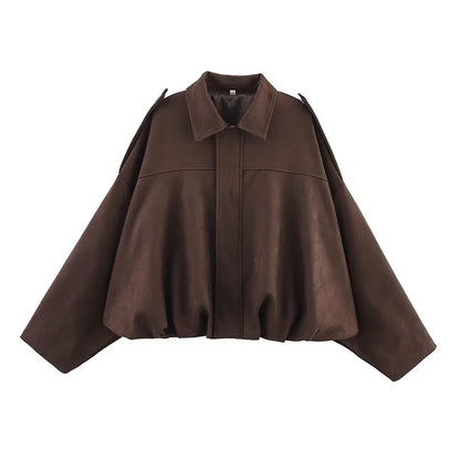 Women's Vintage Loose Bomber Jacket